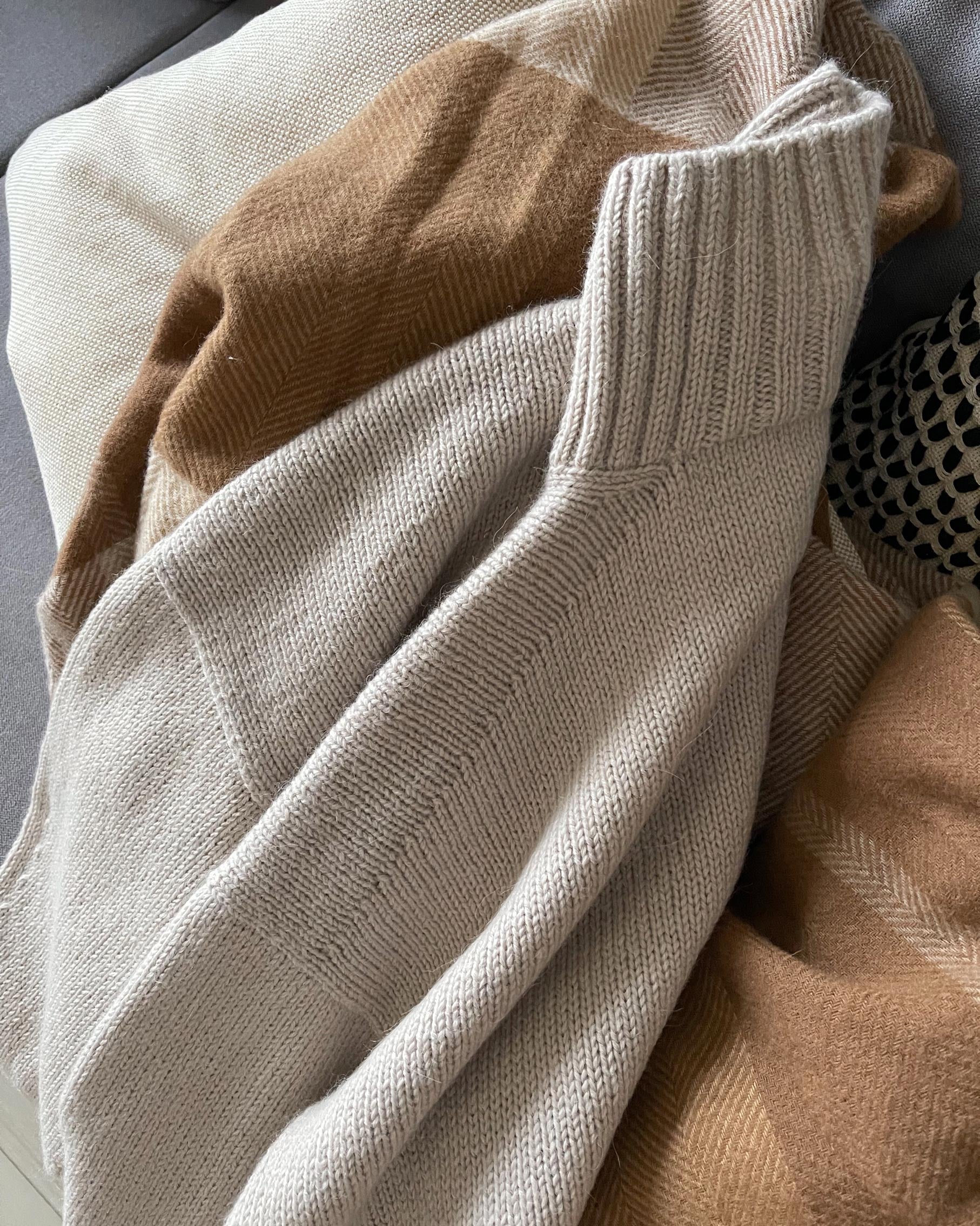 Feminine and soft Cecil Sweater pattern in Aran 8wpi