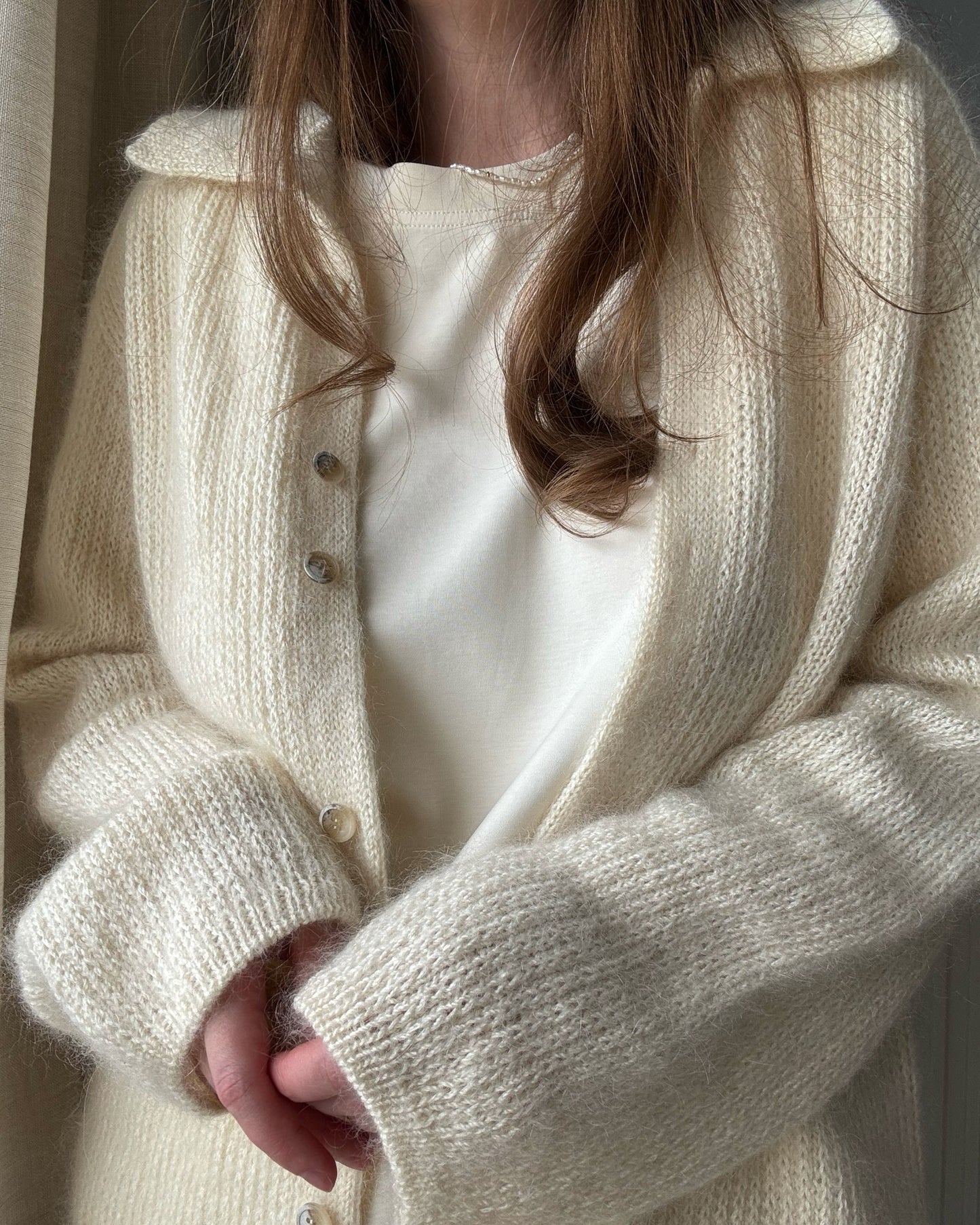 Instructional layout showing Knit Scheme charts and tutorials included with Chantal Collar Cardigan Knit Guide.