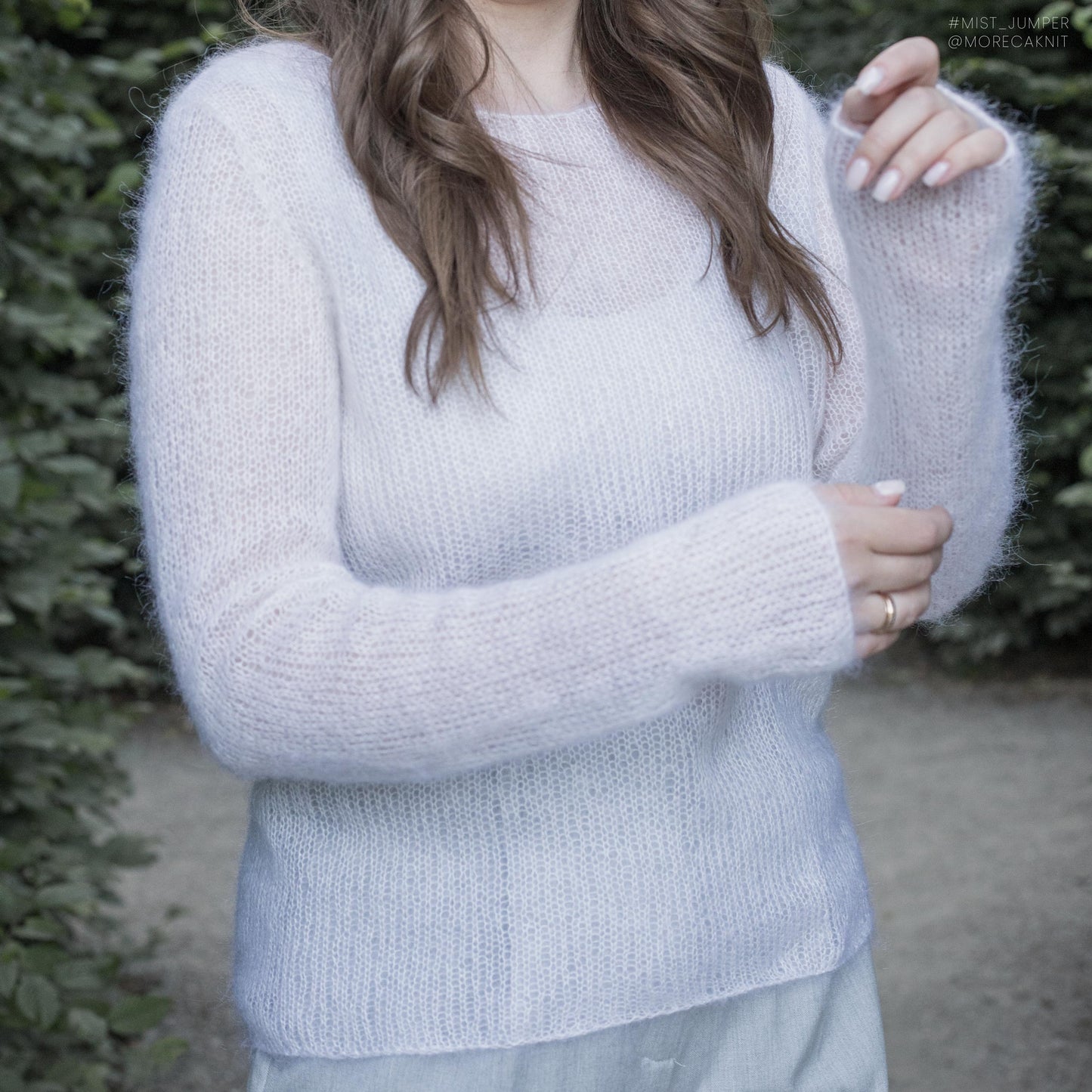 Purchase Mist Jumper knitting pdf pattern from MorecaKnit, employing advanced knitting techniques