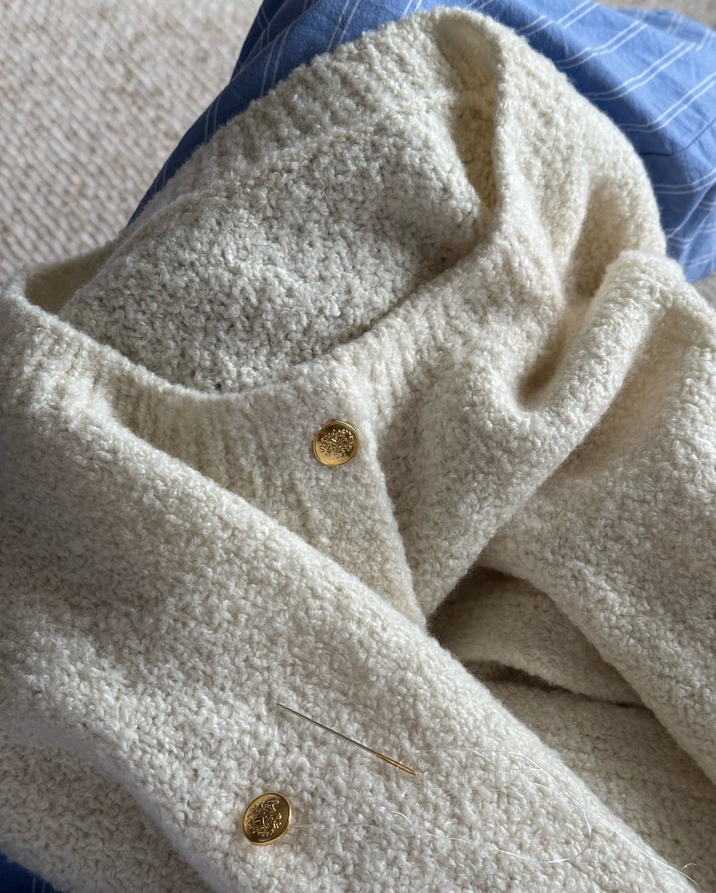 Knit Scheme for Manon Jacket with top-down knitting and boucle yarn.