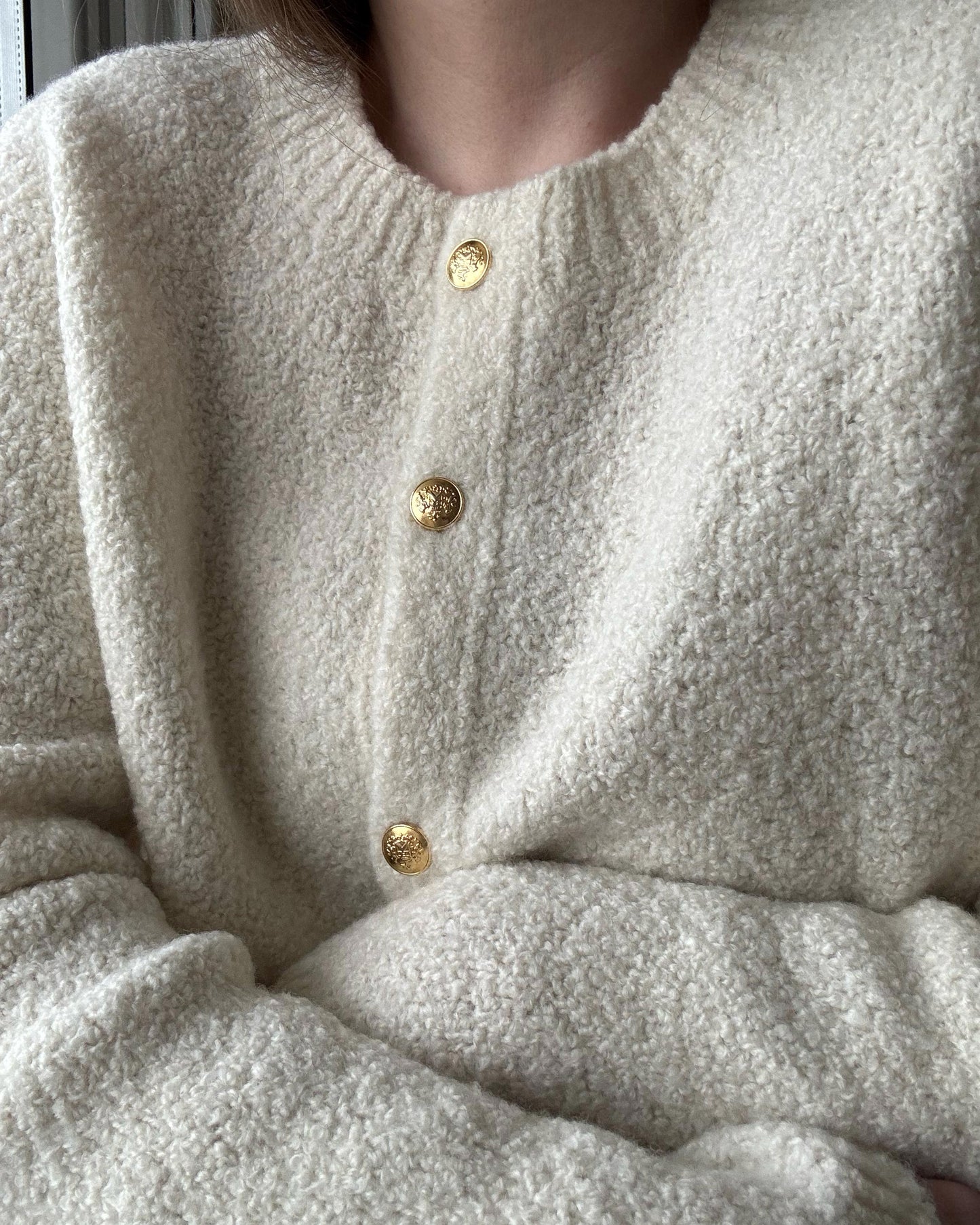 Structured and textured Manon Jacket with contiguous set-in sleeve construction.