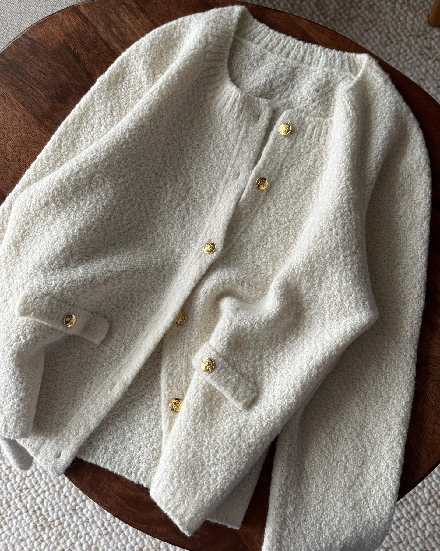 Feminine Manon Jacket with advanced knitting pattern by moreca knit.