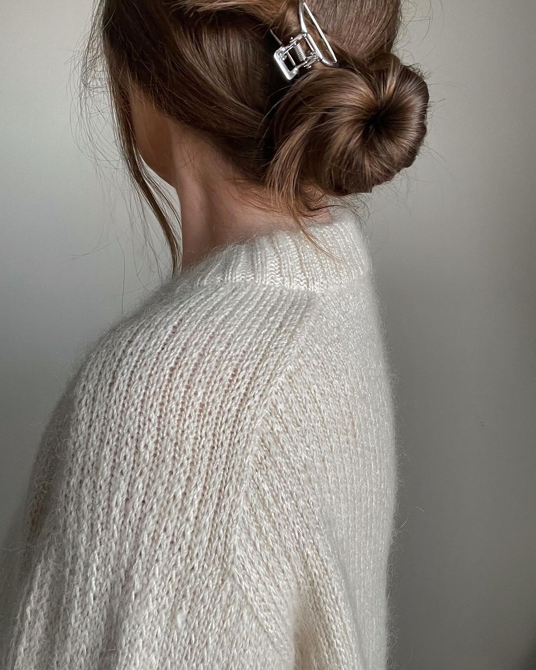 Unique design of Chantal Sweater by morecaknit, showcasing luxurious sport gauge knitting and stylish drop shoulder silhouette.