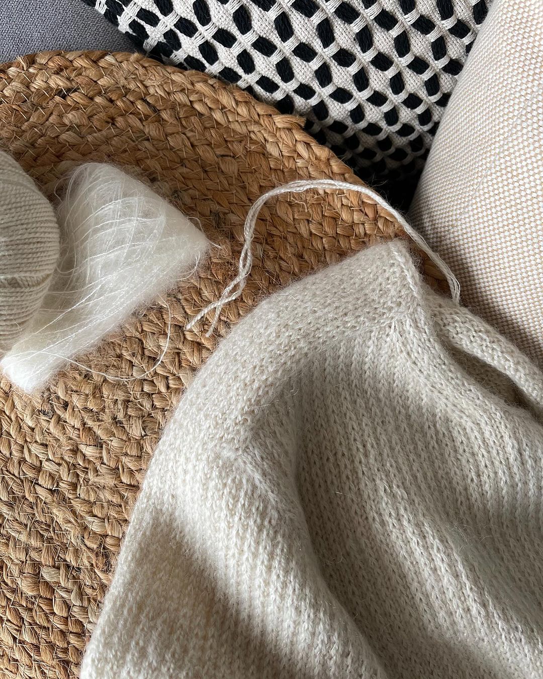Chantal Sweater for women with elegant crewneck and soft texture, knitted following morecaknit's pattern.