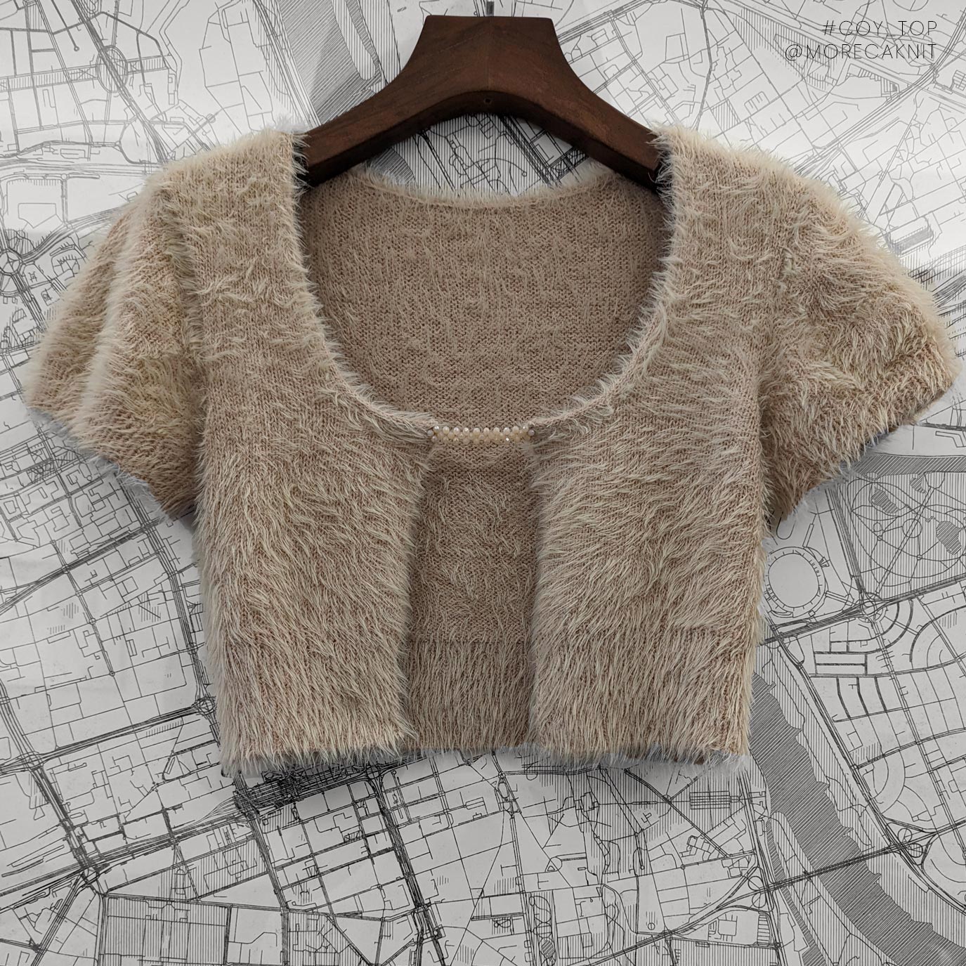 Knitted top with Tie front and short sleeves by morecaknit