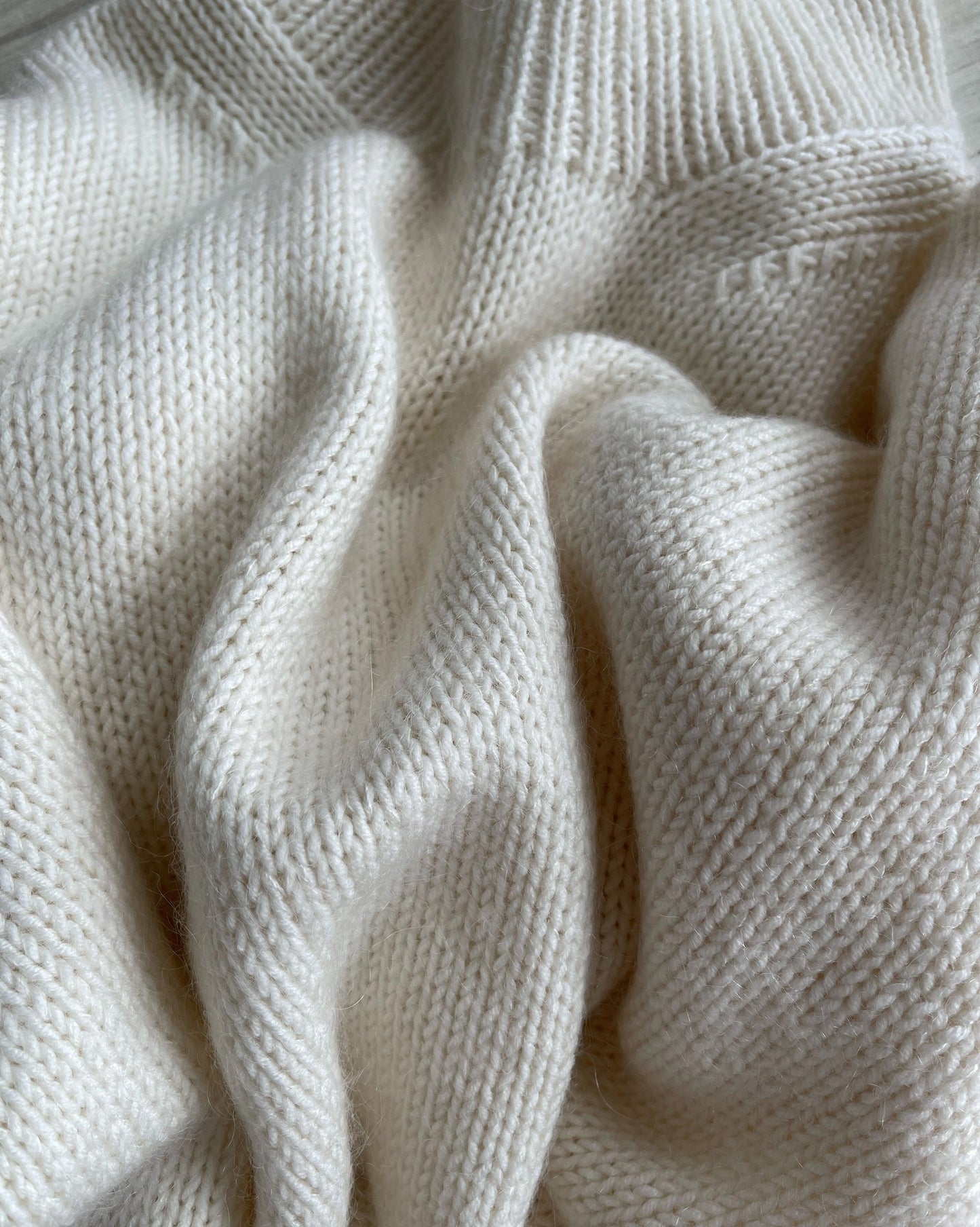 Ness Sweater, a loose-fitting sweater with a beautiful pattern on the neck and shoulders by MorecaKnit