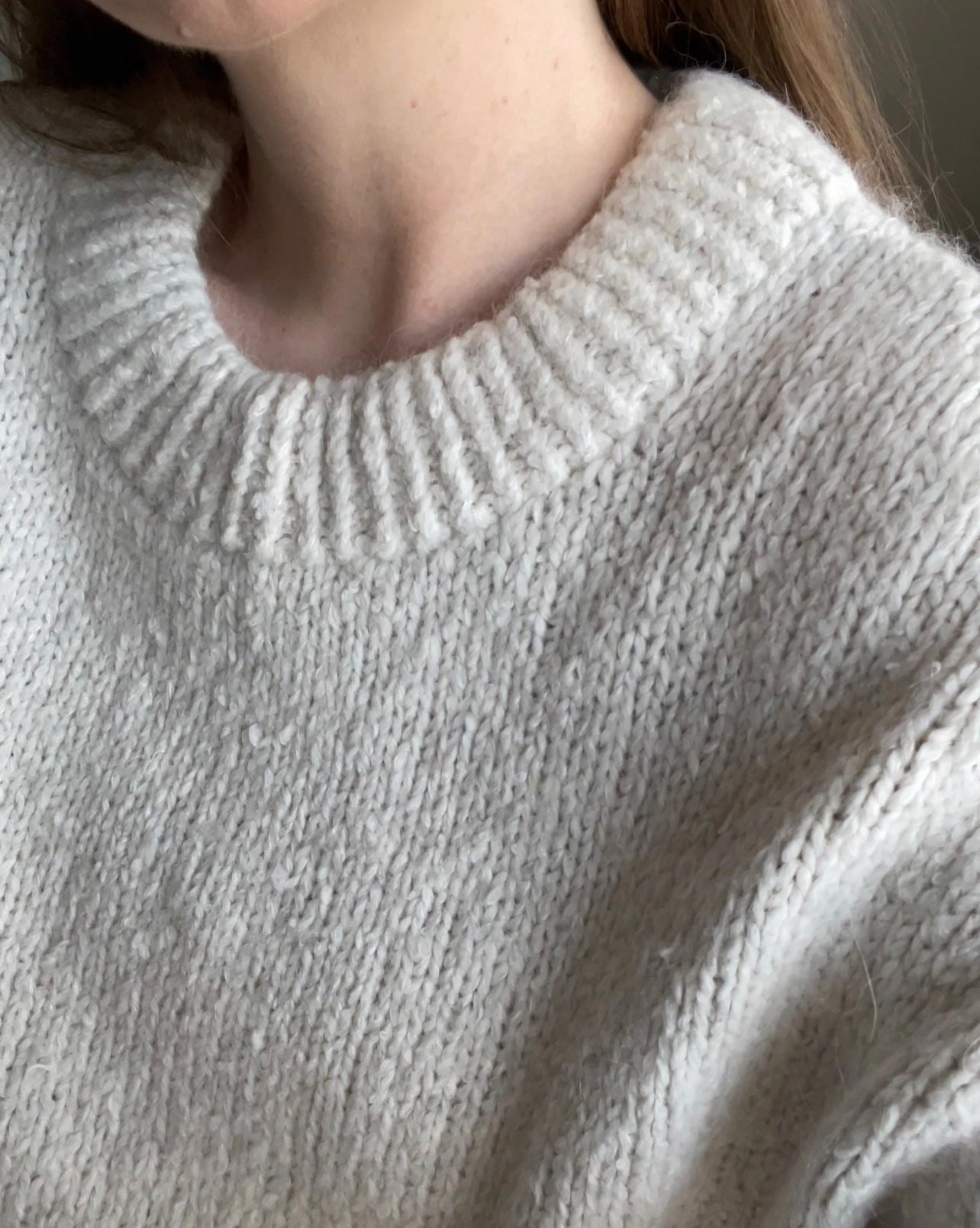 Buy knitting pdf pattern for Penny Sweater, using sloped bind-off, Italian bind-off, and provisional tubular cast-on techniques