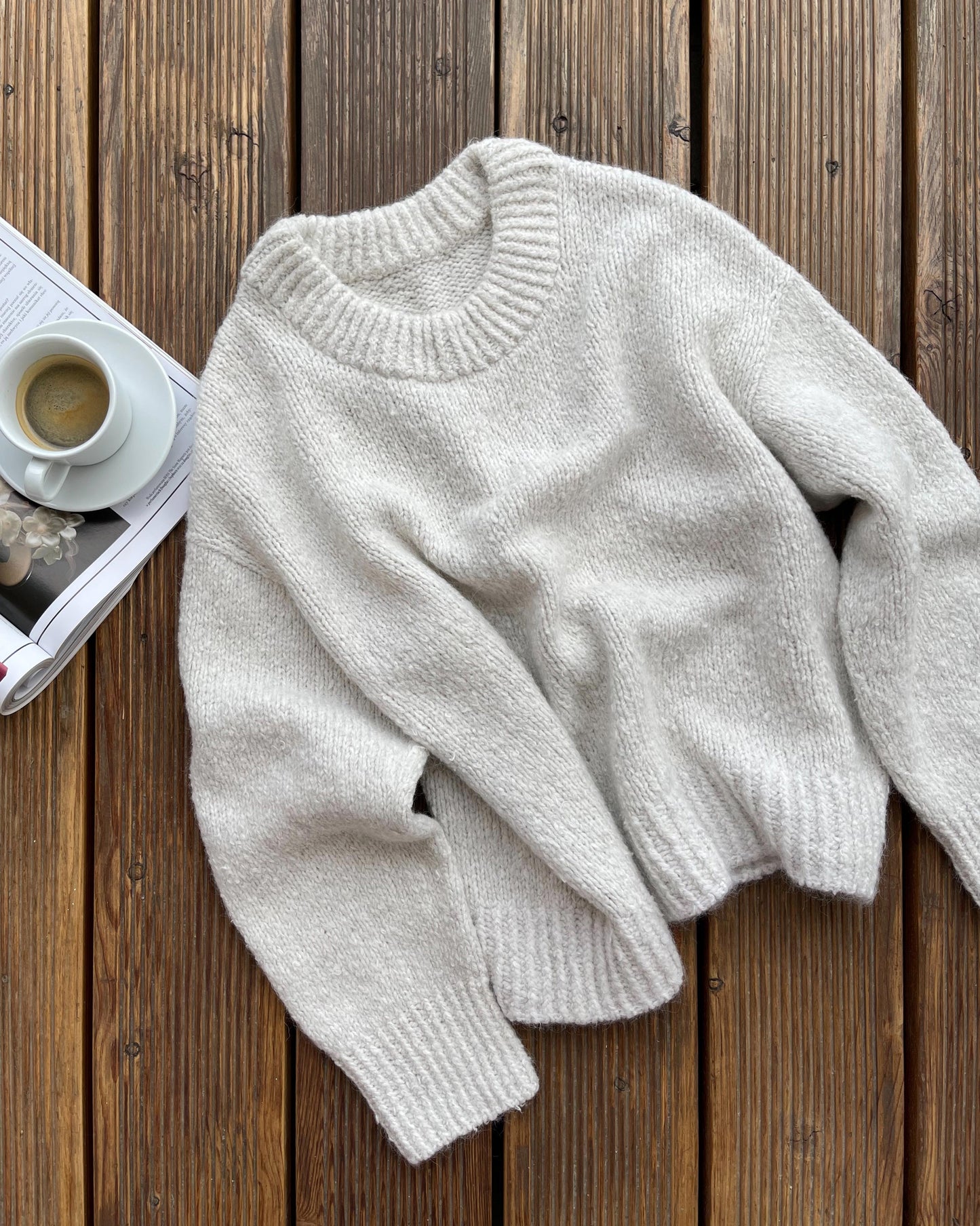 Shop patterns for Penny Sweater, featuring a double fold collar and large cuffs