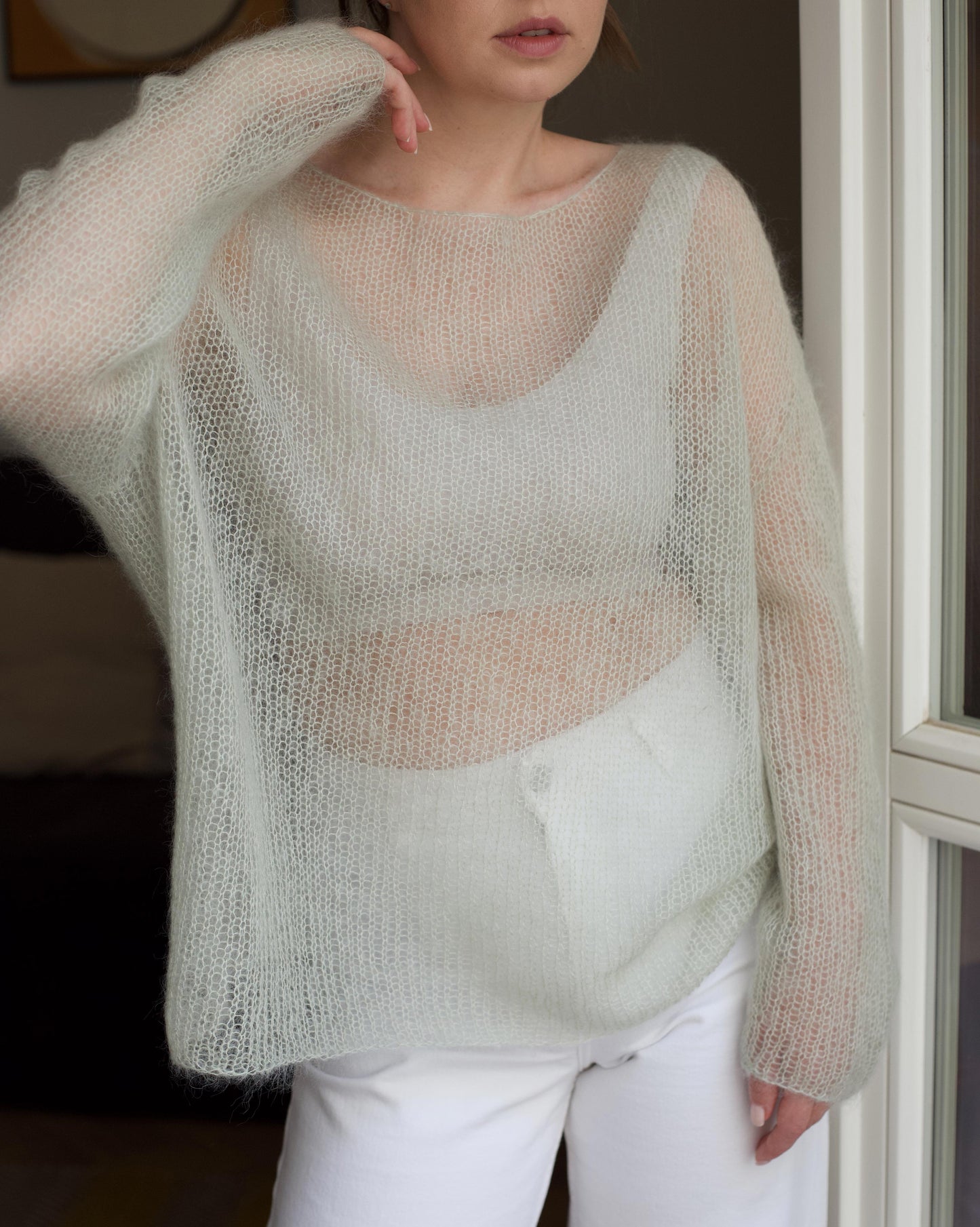 Oversized fit jumper with boat neck design