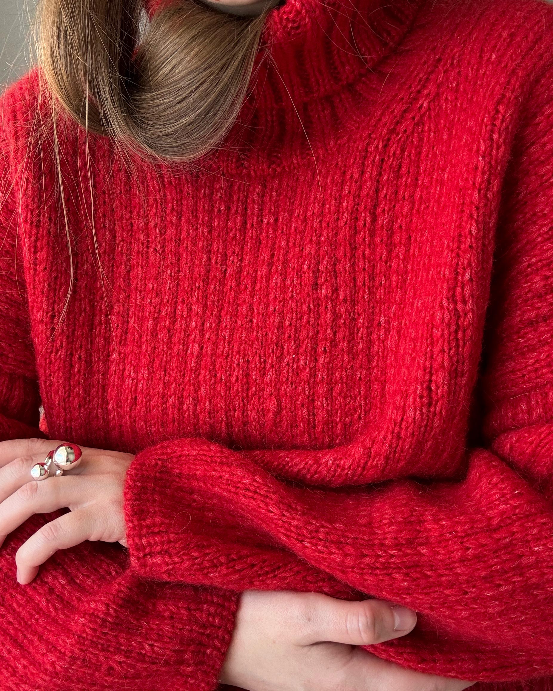 Knitted Chantal Sweater Chunky with aesthetic slip stitch texture