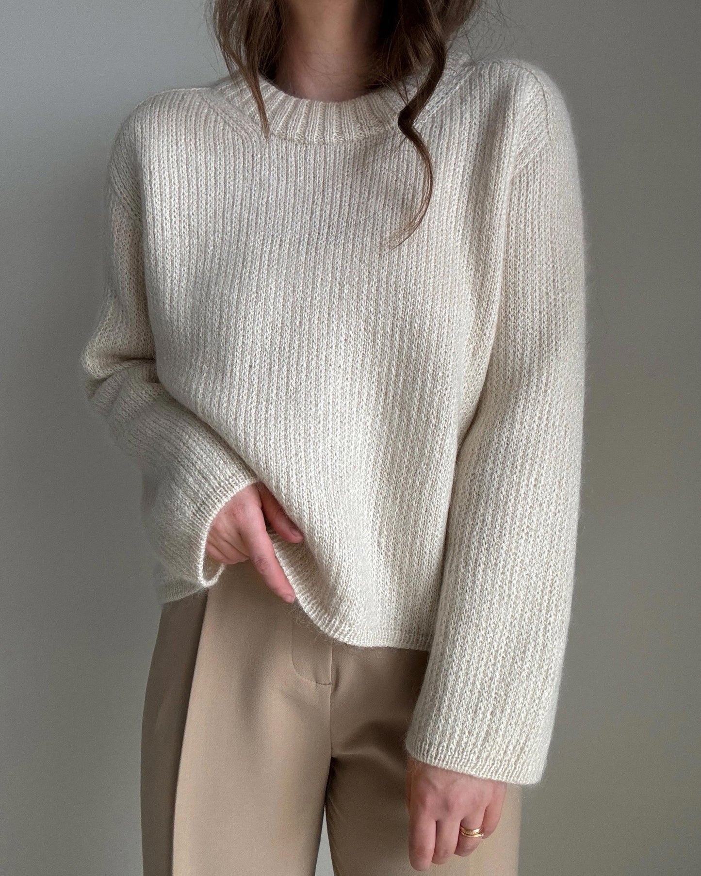 Chantal Sweater, an o-neck jumper pattern with a contemporary look and comfortable fit.