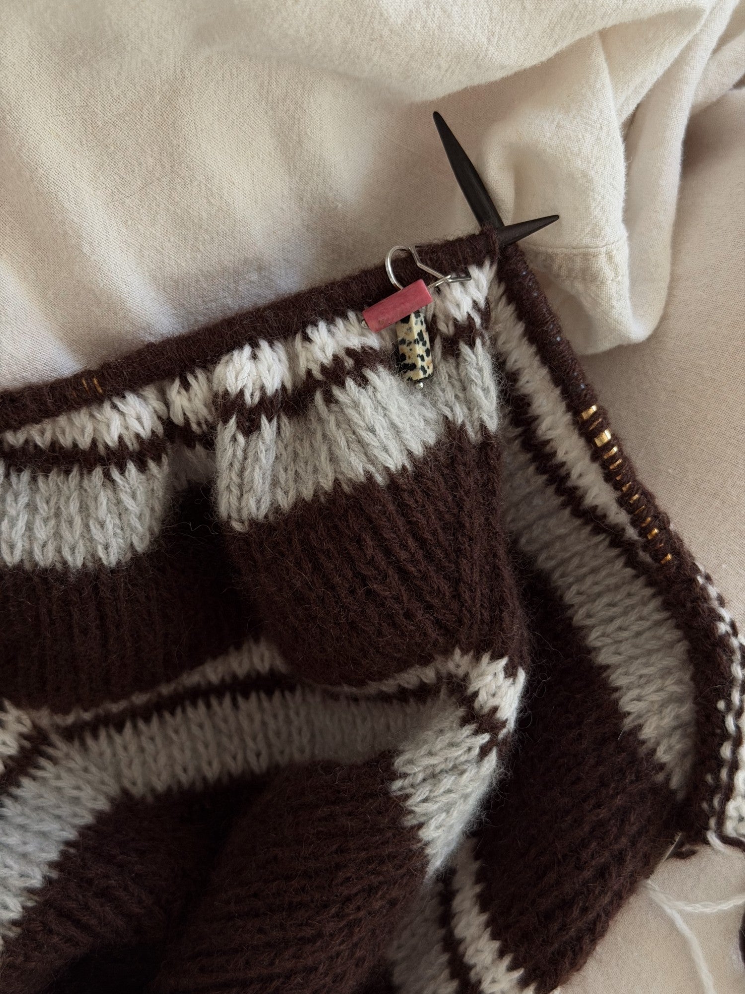 Chantal Polo pullover in relaxed Scandinavian styling, showing textured stripes and drop shoulder proportions