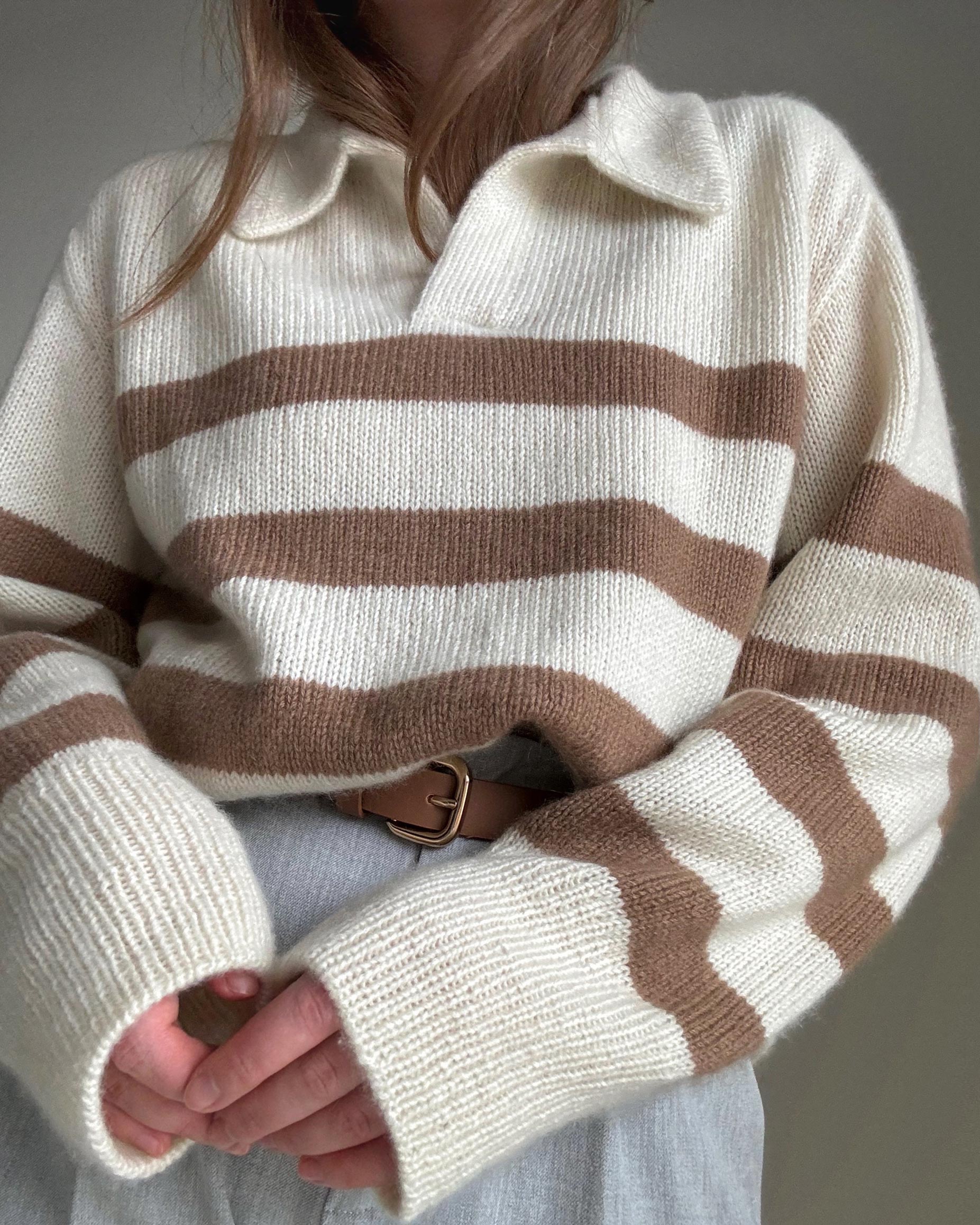 Nowoczesny wzór na sweter w paski - poziom zaawansowany Wzór dzianiny dla pań - Sweter Charlie w paski.