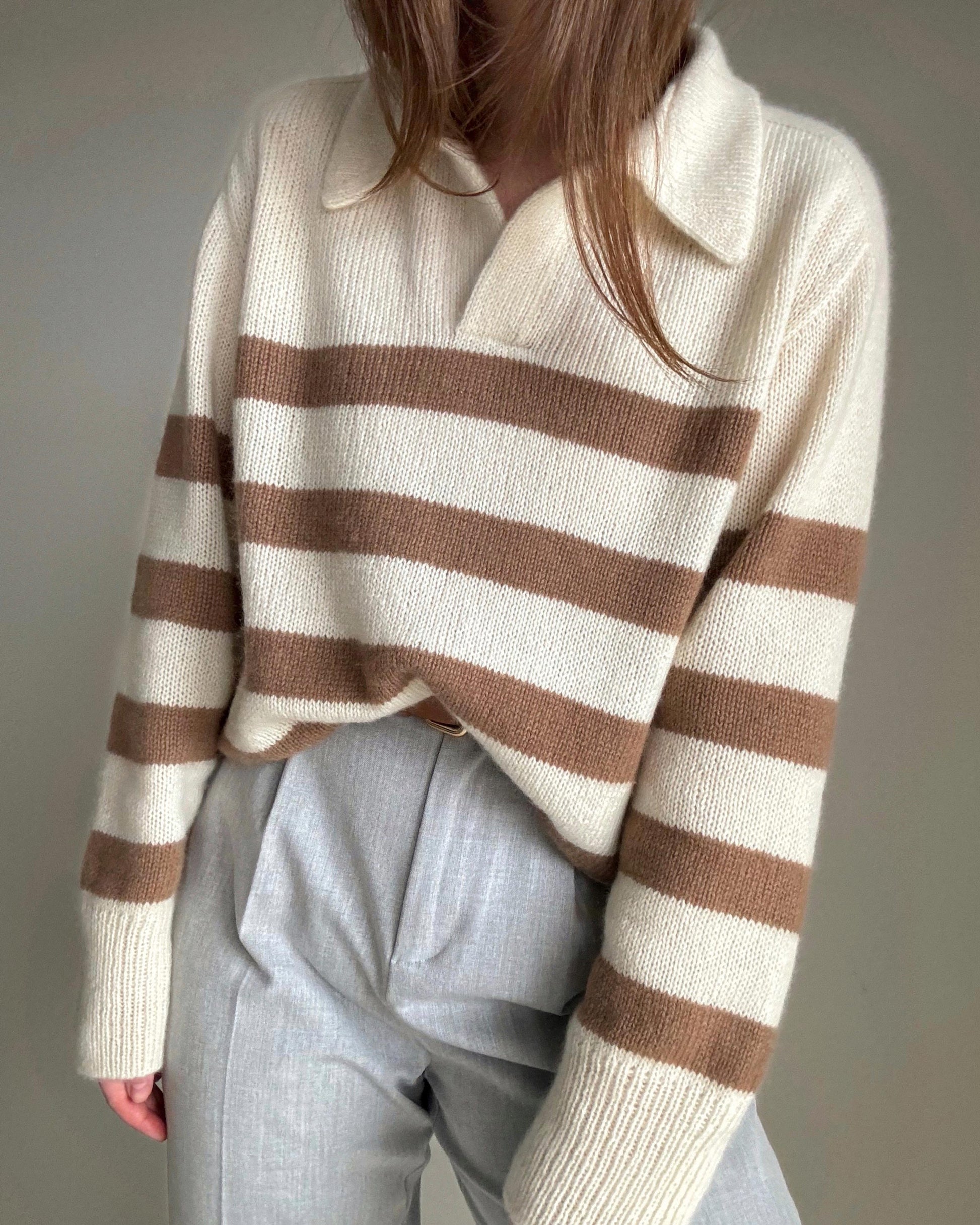Elegancki wzór na wełniany sweter - poradnik dziergania z wełny merino Wzór na dziergany sweter polo - stylowy i nowoczesny wygląd.