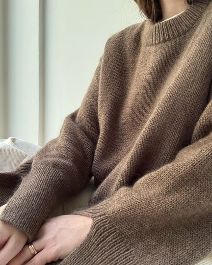 Close detail reveals even 21 x 28 gauge in stockinette stitch for accurate size across the Ciro Sweater.