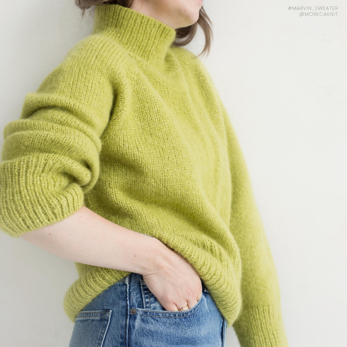 Marvin Sweater knitting pattern by MorecaKnit, a warm oversized sweater with long cuffs