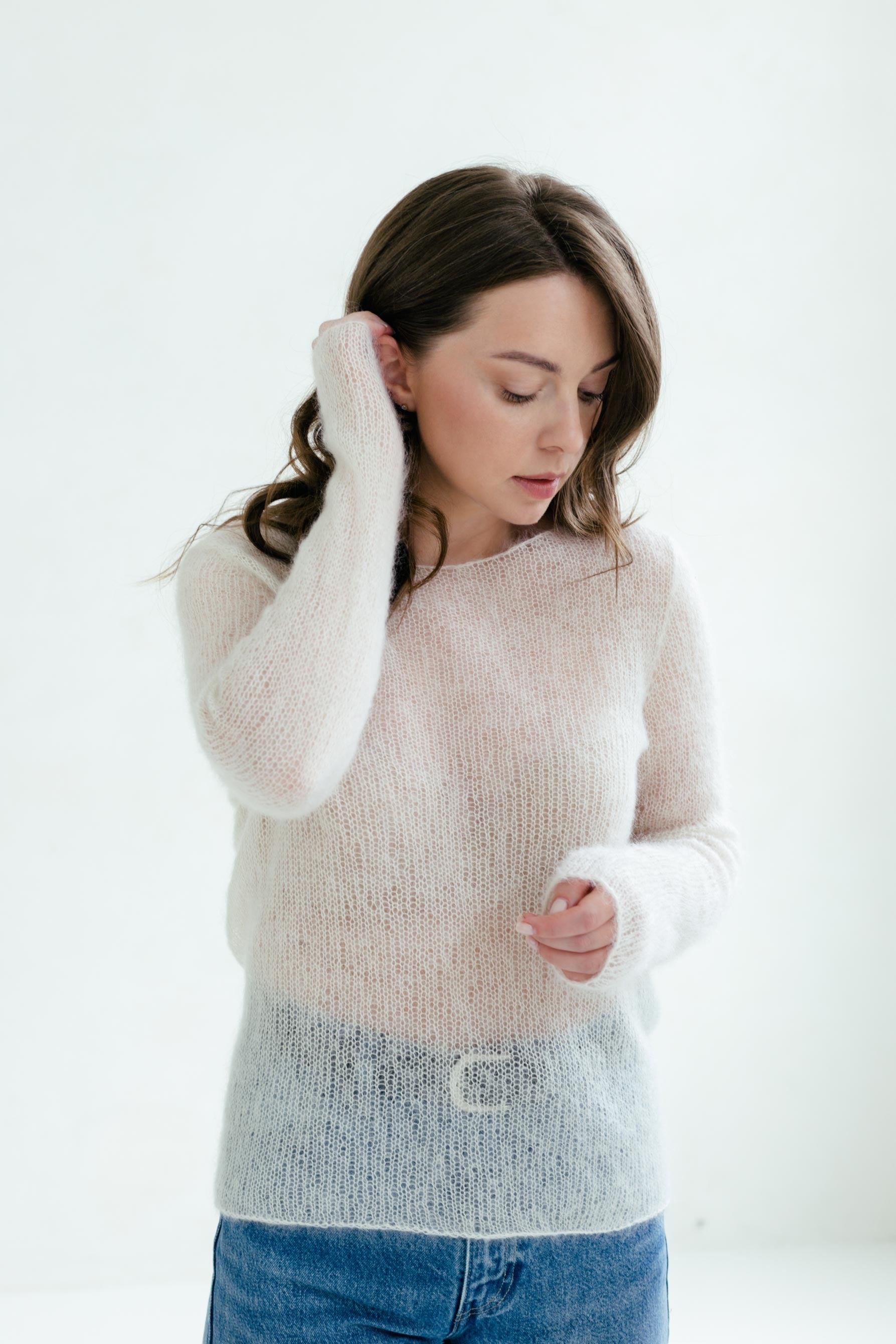 Morecaknit's Mist Jumper with boat neck design