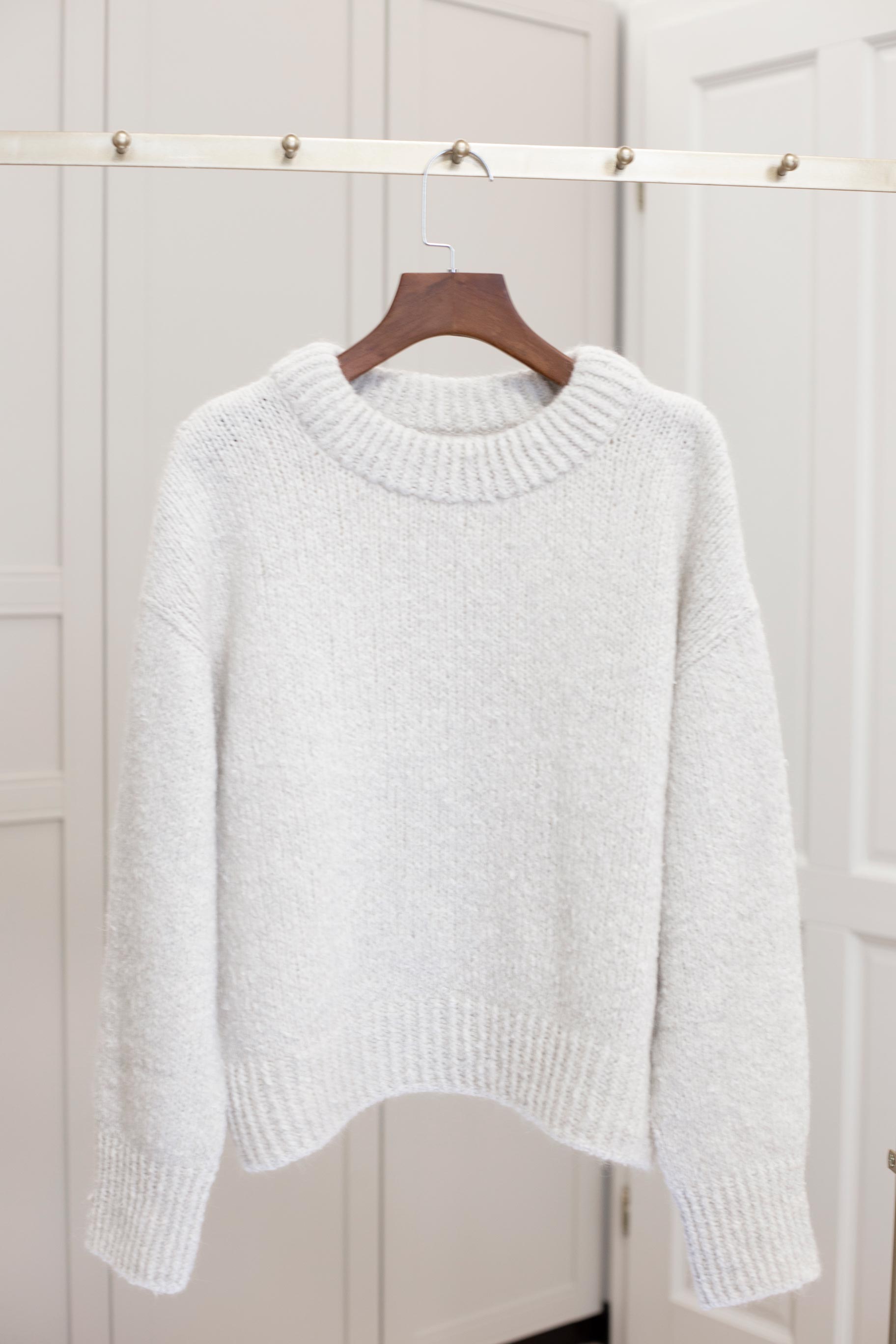 Penny Sweater, a loose-fit sweater with round neckline knitting pattern by MorecaKnit